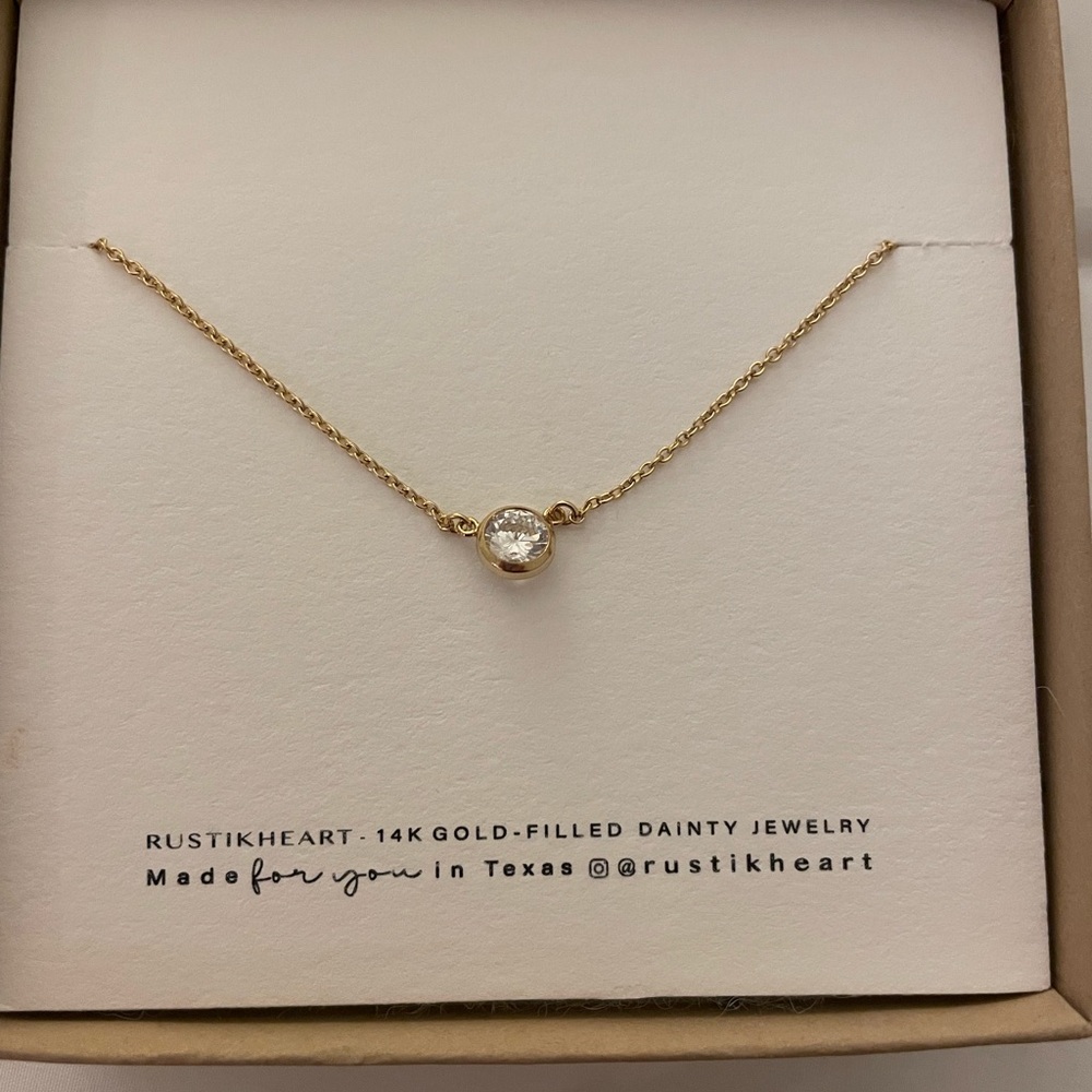 Gold Necklace with Crystal Pendant